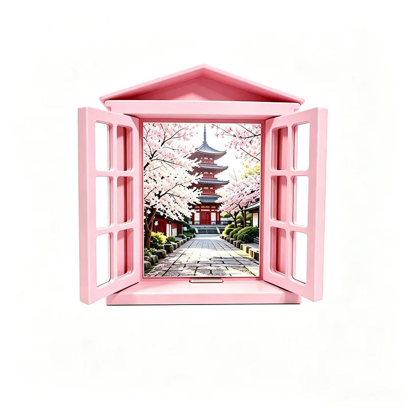 2pcs 1:12 Dollhouse Mini Open Window Photo Frame Model BJD OB11 Doll Wall Decor Micro Scene Layout Pretend Play Shooting Prop