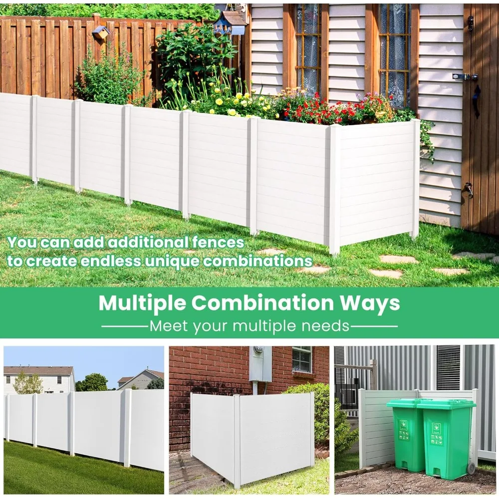 Schermo privacy esterno 2 pannelli, 48''L x 48''H Contenitore decorativo per pattumiera per recinzione per condizionatore d'aria con 3 picchetti, facile
