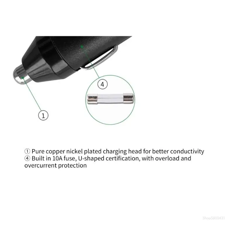 12V/24V 1 to 2 Battery Clamps to Cigarette Cable Splitters Adapters Car Extension Cord for Vehicle Electronics