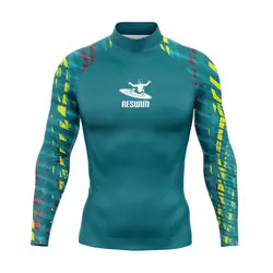Men's Swimsuit Swimming T-shirt Beach UV Protection Swimwear Rash Guard Long Sleeve Surfing Diving Swimsuit Surf Shirt Rashguard