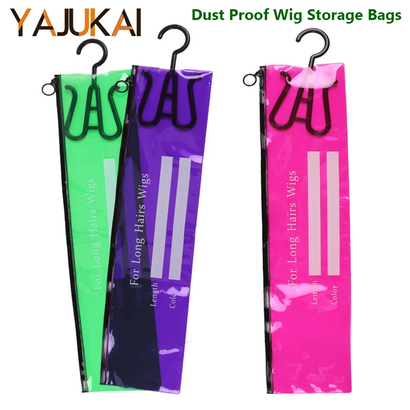 Portable Dust Proof Wig Storage Bags For Multiple Wigs Green Hair Packaging Bags With Hook Waterproof Wig Bags Wig Accessories