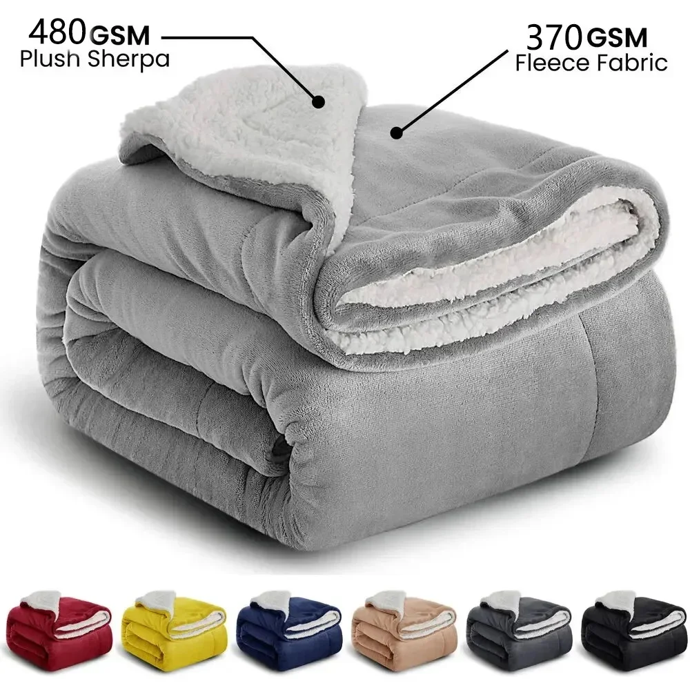 1pc 130X160cm Sherpa Fleece Blanket Thicken Soft Warm Bed Sofa Throw Blankets Microfiber Winter Bed Blanket for Camping