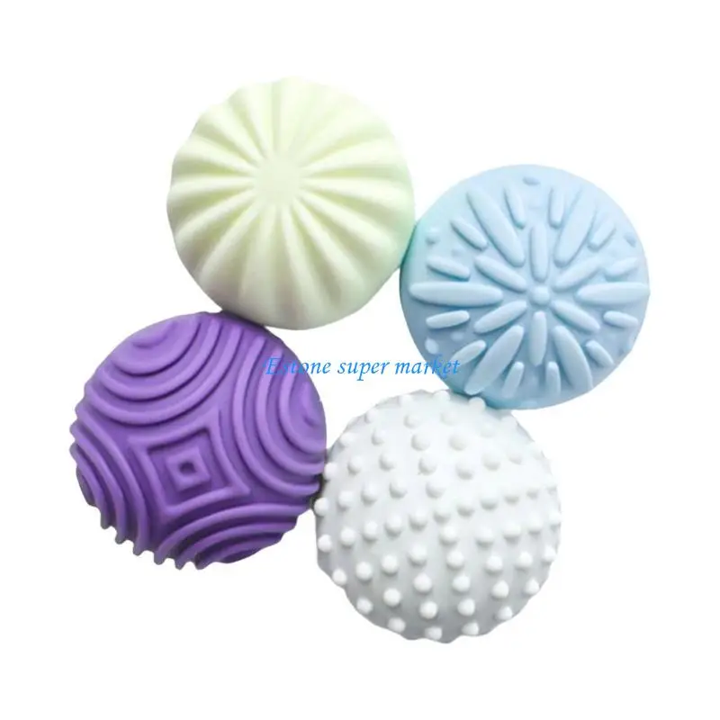 

090B Set of 4 Tactilely Balls Silicone Sensory Toy for Calming Stress Relief Anxiety Autism Fine Motor Skill Training