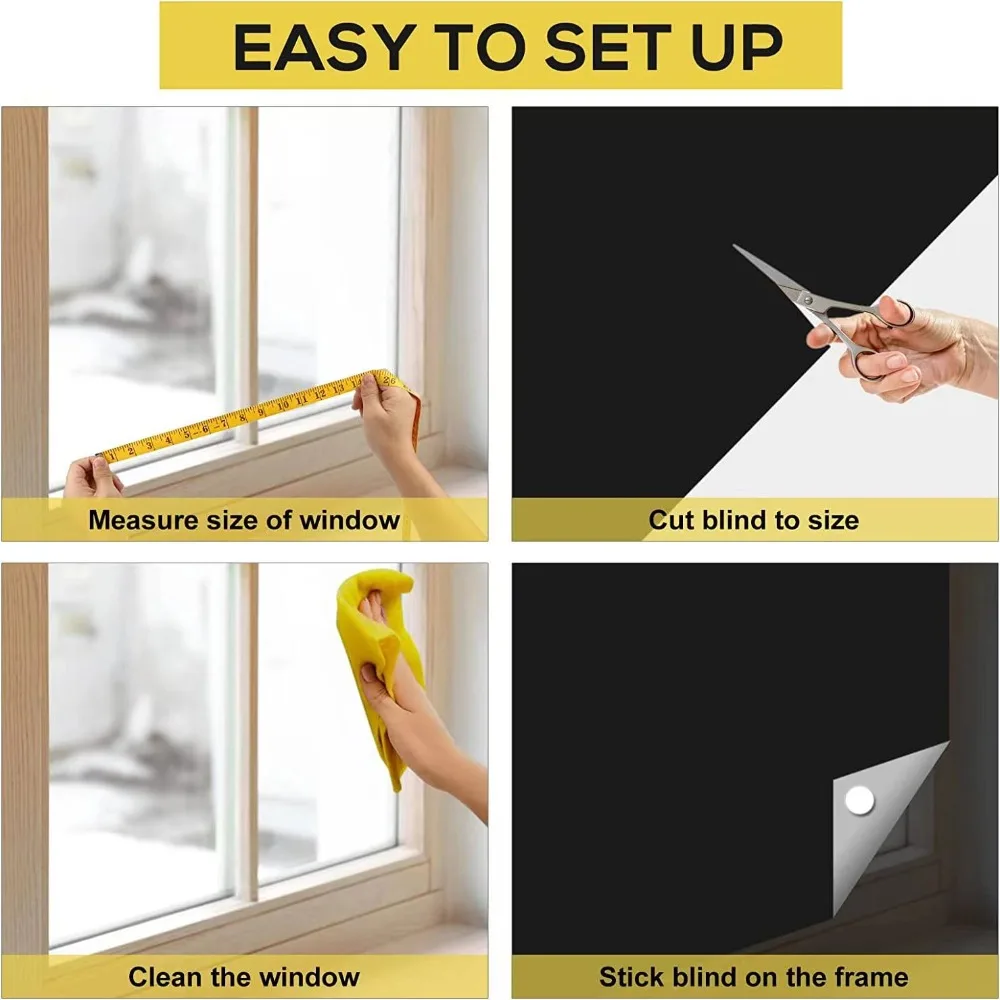 UV Block Non-perforated Temporary Curtain Thermal Insulated Bedroom Window Shade Curtain Travel Window Cover Blackout Blind
