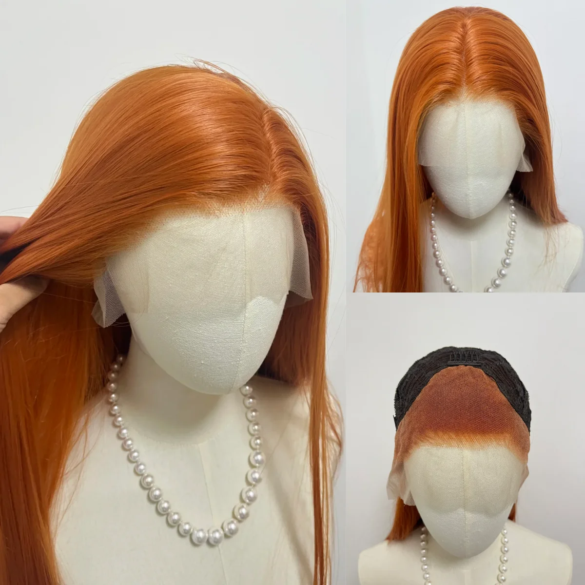 

Orange Lace Front Wig for Women Ginger 26 Inch Long Straight 13*4 Lace Wigs Synthetic Lace Wigs Natural Looking Cosplay Peluca