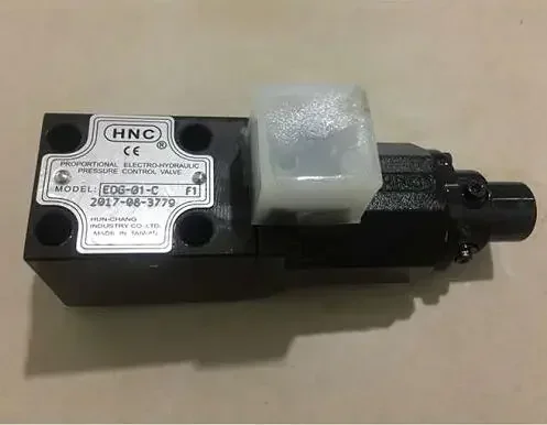 HNC MODEL:EDG-01-C EDG-01-H PROPORTIONAL ELECTRO-HYDRAULIC PRESSURE CONTROL VALVE HUN-CHANG INDUSTRY CO.,LTD MADE IN TAIWAN