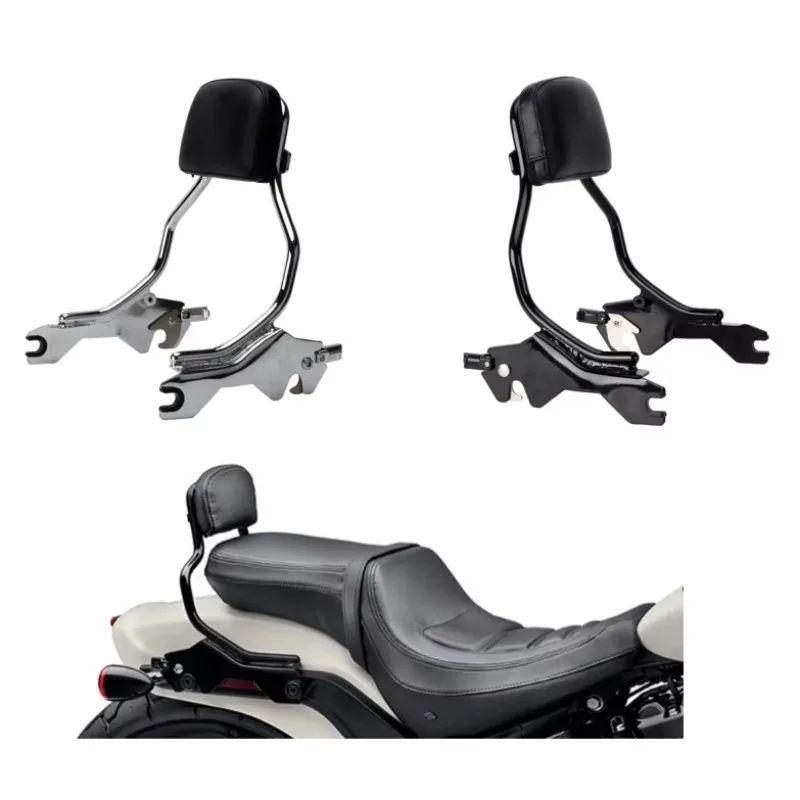 

2025 New Style Standard Height Sissy Bar Backrest With PU Leather Motorcycle Back Cushion Pad For Harley Fat Bob FXFB 114 FXFBS