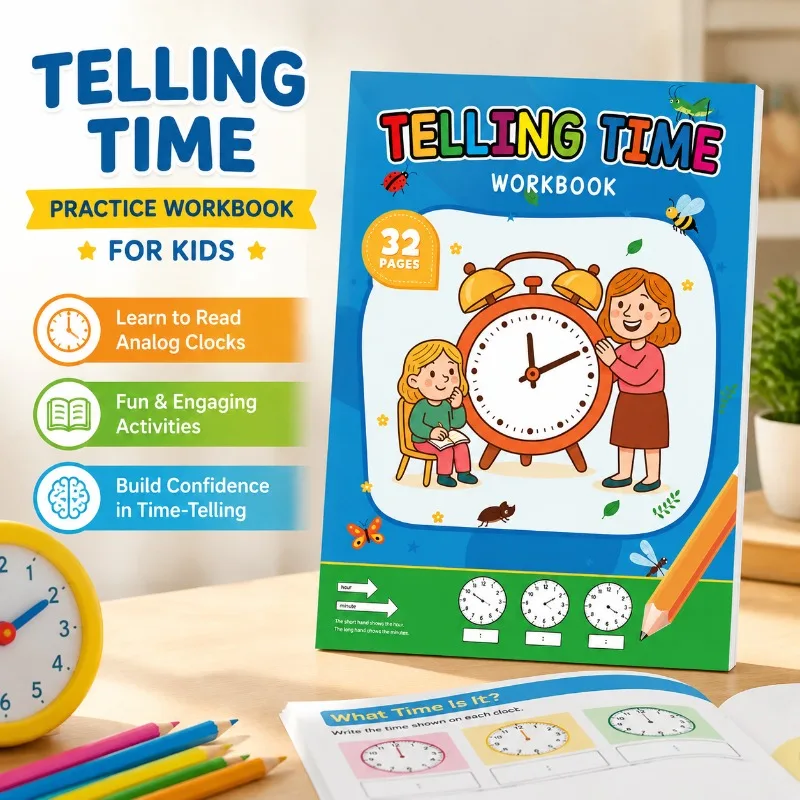 Kids Early Education Puzzle Clock Fun Exercise Book Time Cognition Learning Workbook Practical Educational Gadget for Preschool