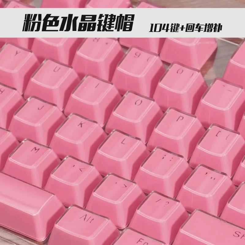 

OEM PBT Keycaps DE FR ES KR EN RU Abnt2 Thai Keycap Crystal character translucent jelly closed two-color For Mechanical Keyboard