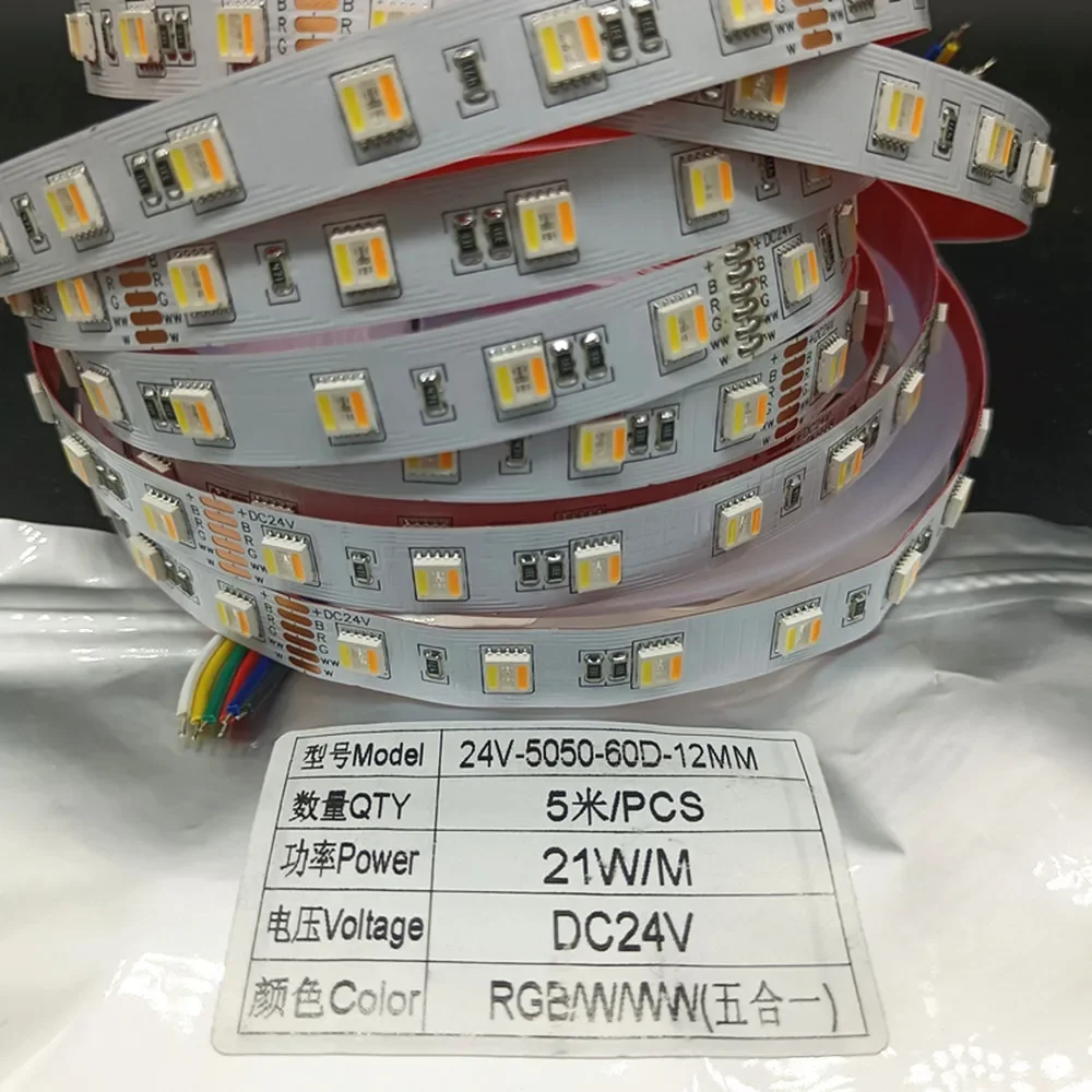 

5050 RGB 4-in-1 5-in-1 5M 300LEDsDC12V24V 60LEDs/M Flexible Light Strip LED Ribbon Home Decoration