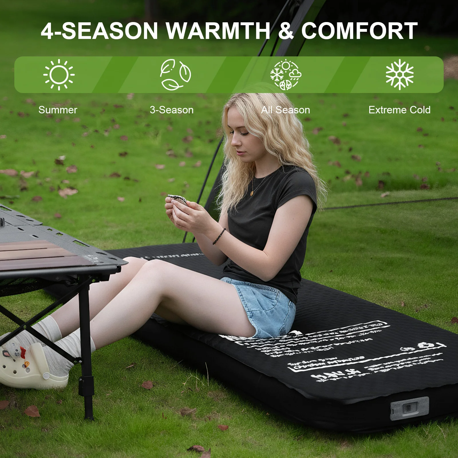 

Надувной спальный коврик с насосом, компактный надувной матрас для кемпинга, походов, пляжа, палатки