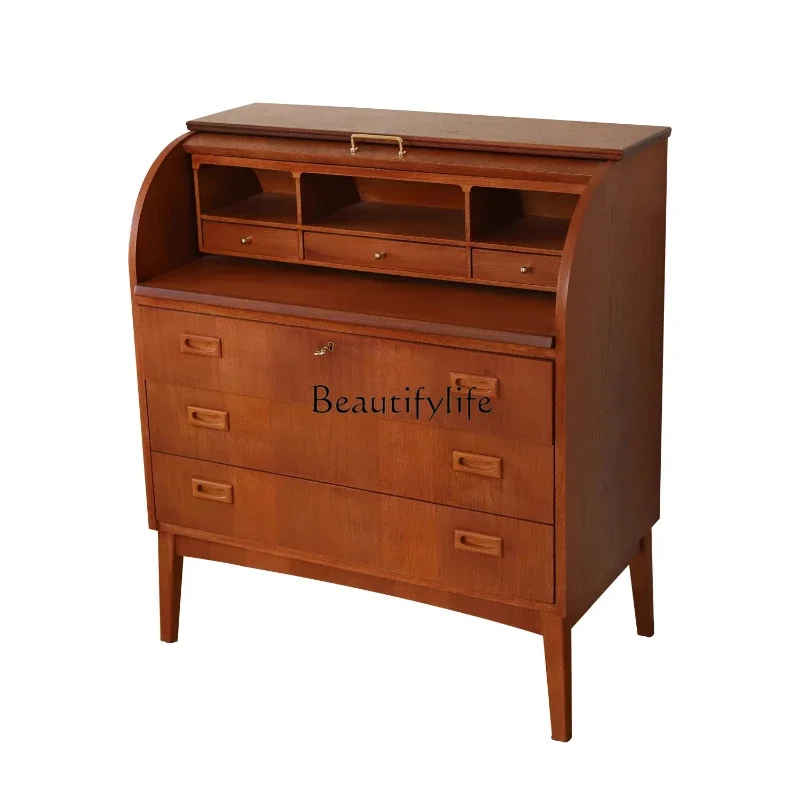 

z.*Retro solid wood teak dresser chest cabinet integrated secretary cabinet drawer type