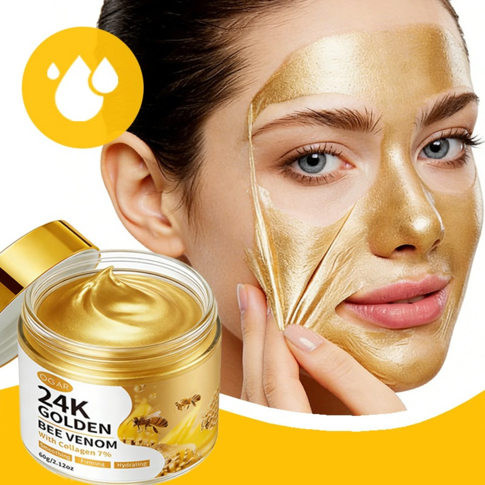 24K Gold Bee Venom Tear Mask Lift Firming Moisturizing Uniform Skin Tone Moisturizing Hydrating Skincare