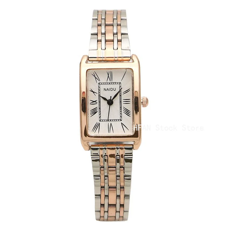 Fashion Watches for Women Rectangular Roman Scale Ladies Steel Strap Watch Thin Strap Quartz Wristwatches Relogio Feminino