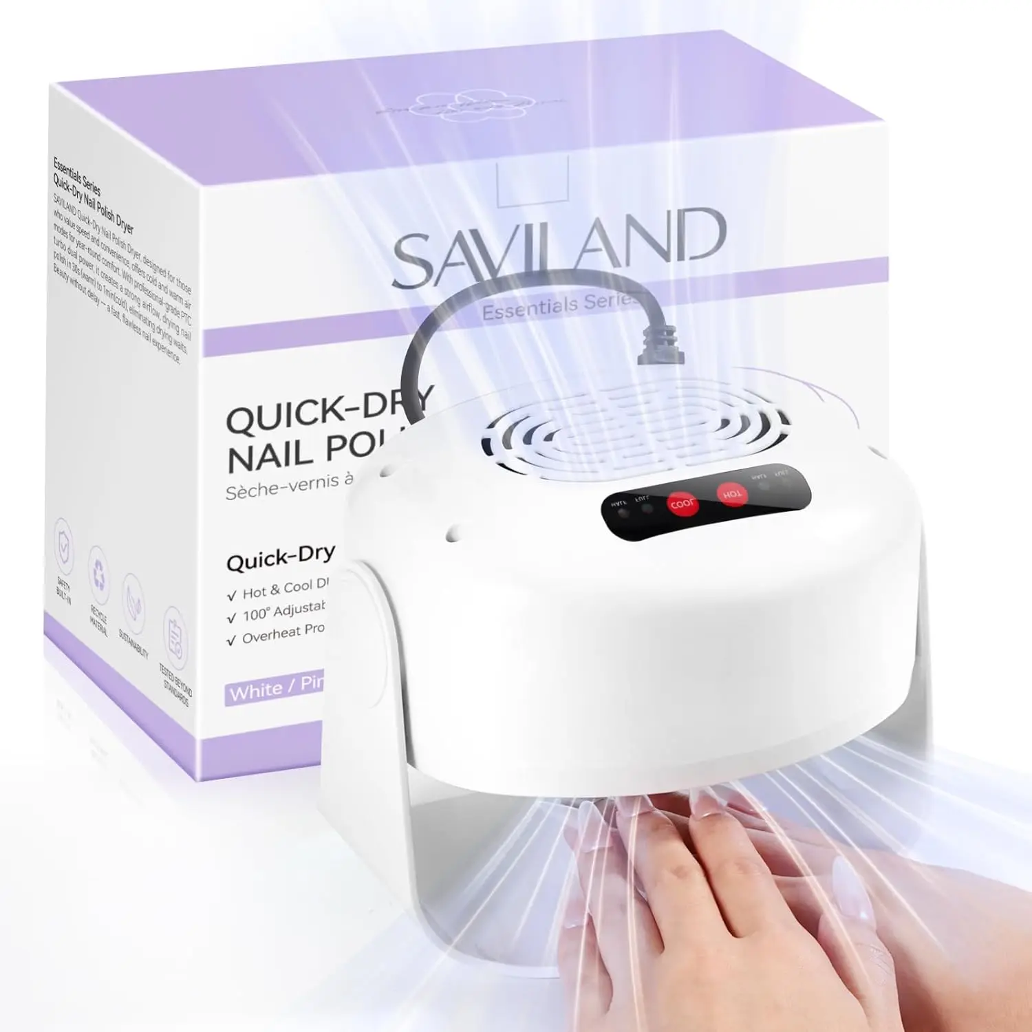 600W Fast Nail Dryer with Adjustable Angle, Dual Heating & Cooling Modes for Salon and Home Use