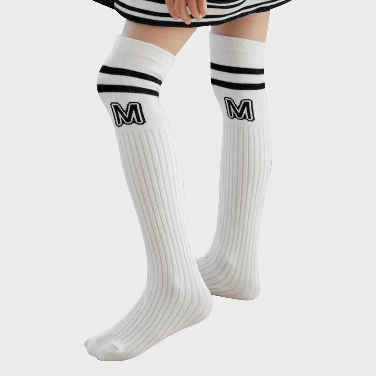 4 Pairs White knee-high socks for kids Over Calf Kids Overknee Stockings Four season universal