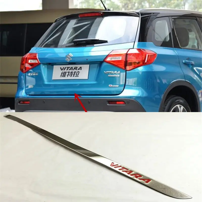 For Suzuki Vitara High-quality Stainless Steel Rear Trunk Door Handle Cover Tail Gate Trim Bezel Molding Styling car assecories