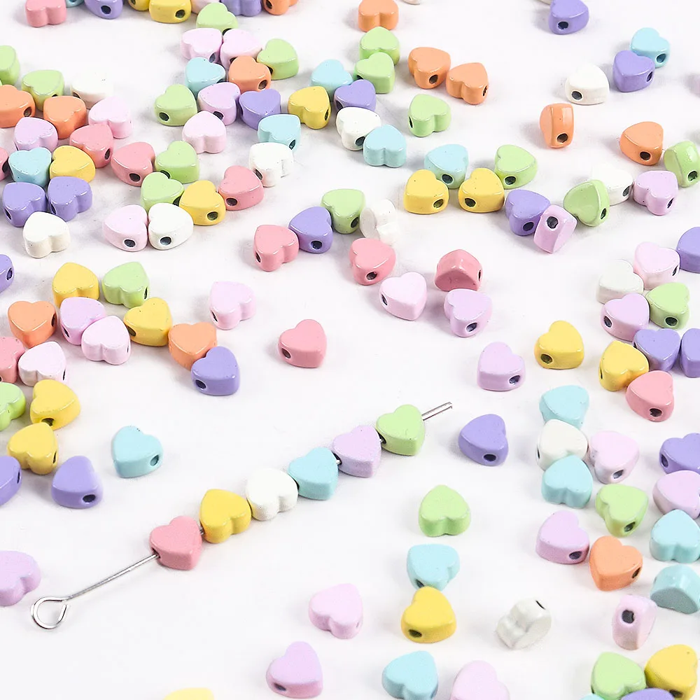 

20pcs Macaron Color Heart Shape Alloy Loose Beads Make Necklaces Bracelets Key Chain Beads Jewelry Making Materials