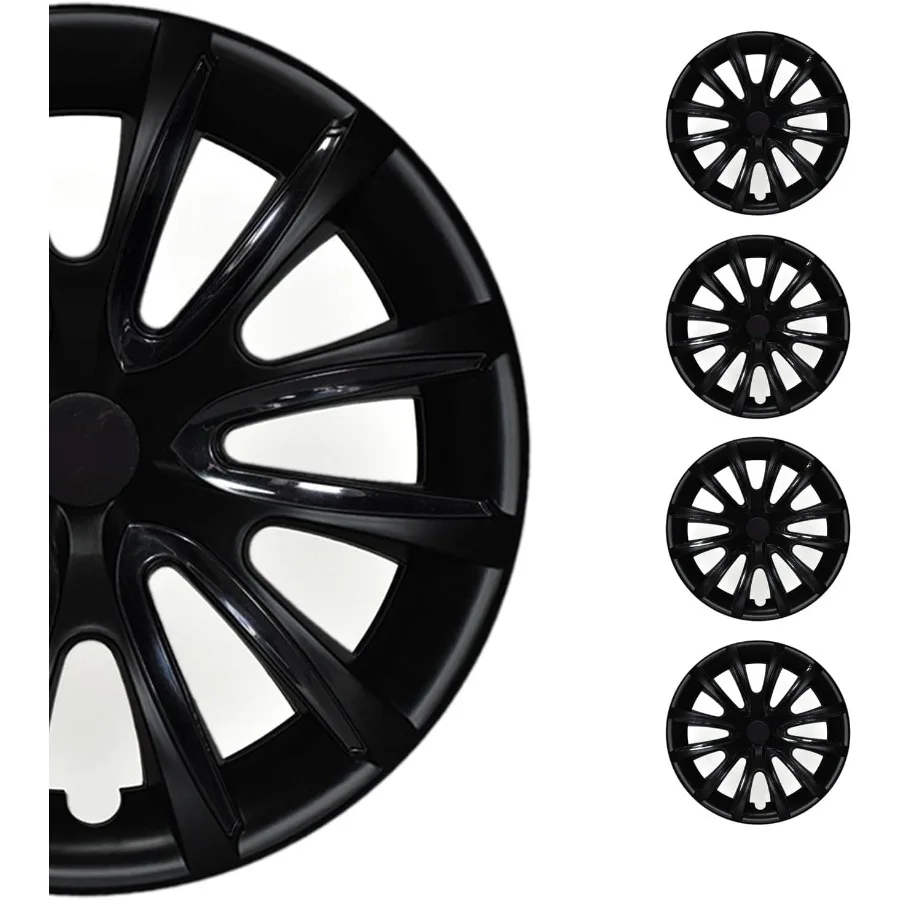 

Черный матовый с черными колпаками втулки 14-дюймовый набор из 4 TPS para Rines 14 Колпаки премиум-класса 14-дюймовые R14 Комплект накладок на обод Snap On Dura