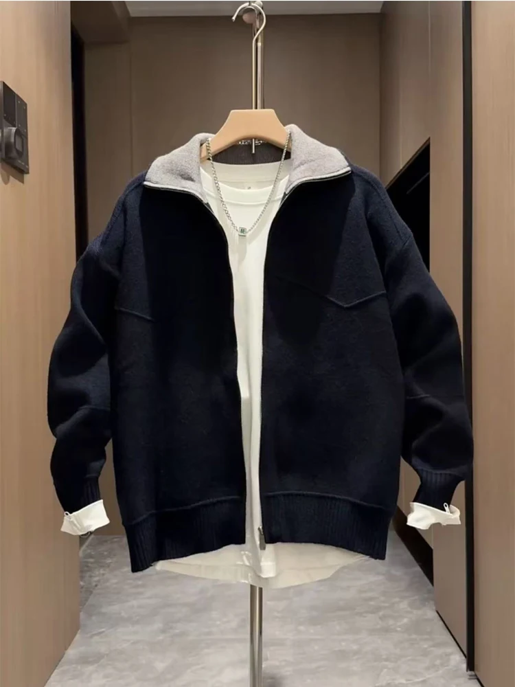 

Мужской модный повседневный вязаный кардиган, легкий, роскошный, простой дизайн, осень-зима, новинка, топ