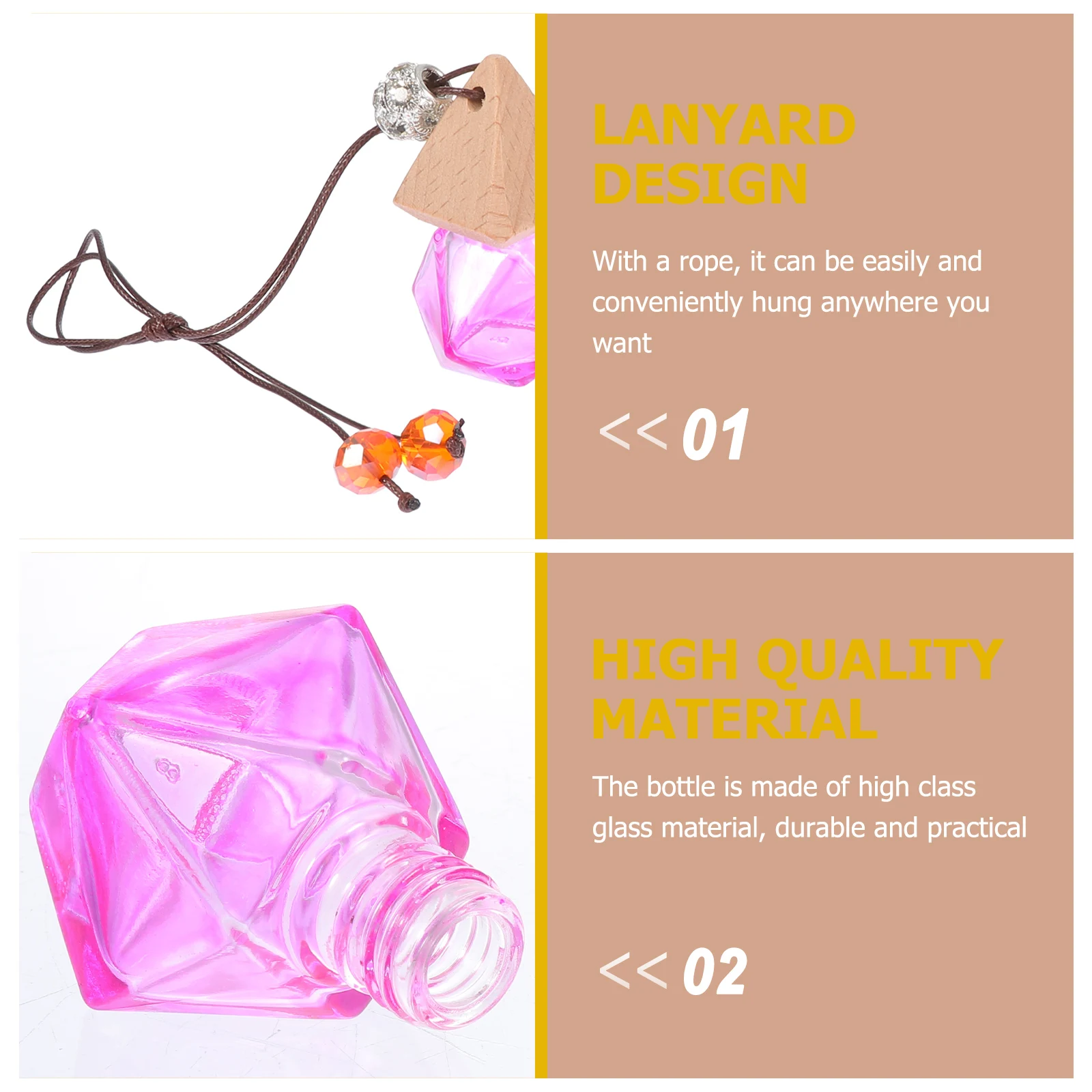 

2pcs Car Perfume Bottles Empty Aroma Bottle Pendants Durable Glass Fragrance Bottle Car Interior Decor Home Office Natural Scent