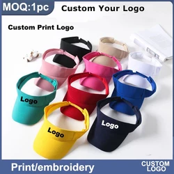 Custom Print Logo Kid Adult Summer Sun Visor Cap Kids Sport Golf Cap Unisex Adjustable Beach Sun Baseball Hat Visor Gorras