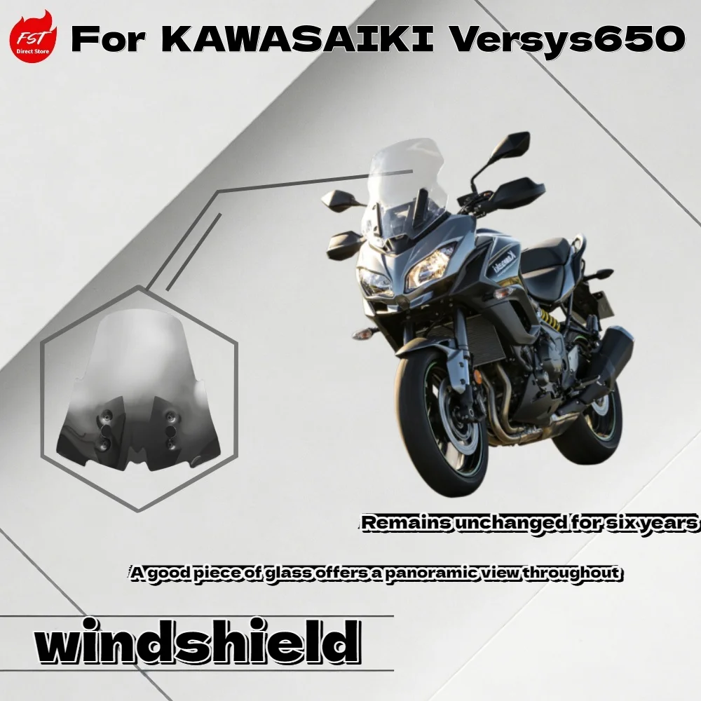 

For Kawasaki Versys 650 Heightened Thickened Windshield Modified Front Wind Glass with Chest Protection