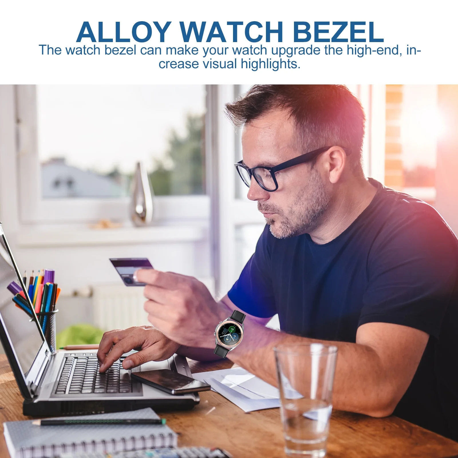 

1Pcs Watch Bezel Ring Premium Alloy Anti Scratch Cover for Watch Stylish Replacement Band Enhancer