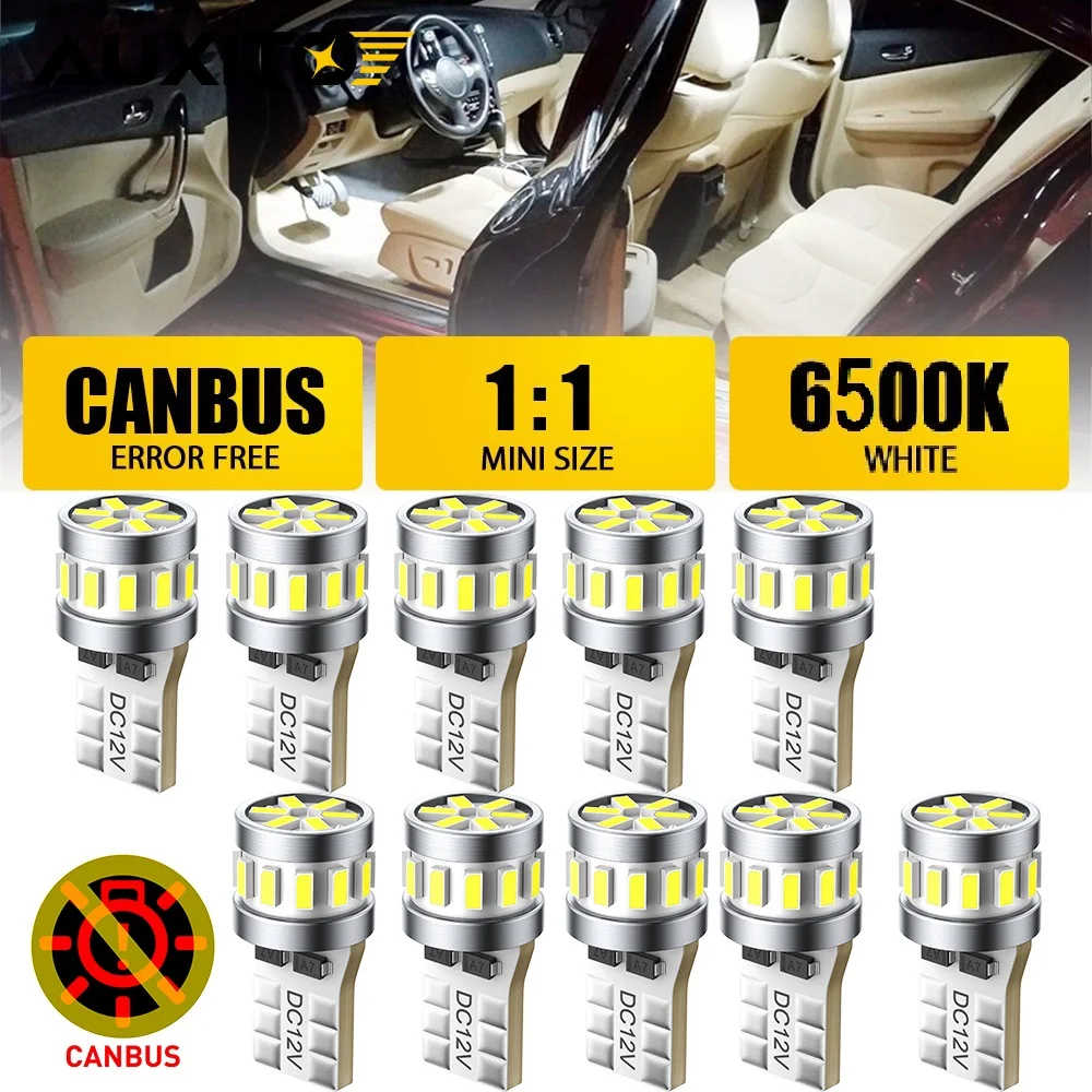 AUXITO 10/8/6/2Pcs T10 LED Canbus Bulb W5W 2825 194 168 5W5 No Error Car Interior Light Dome Reading Trunk License Plate Lamp