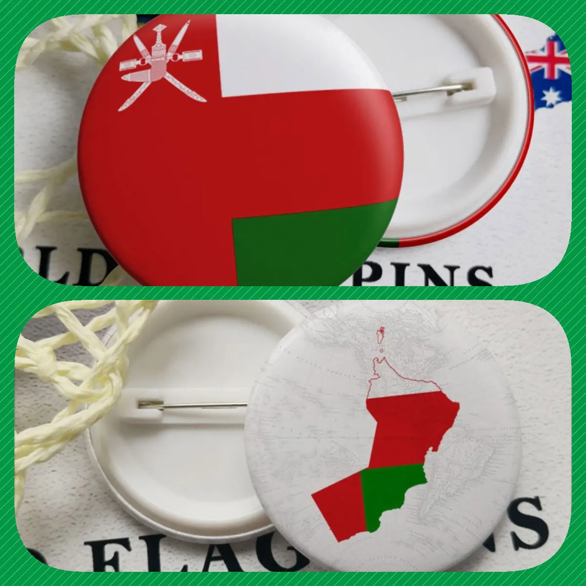 Oman Omanis Map Flag National Emblem Brooches Badges Lapel Pins