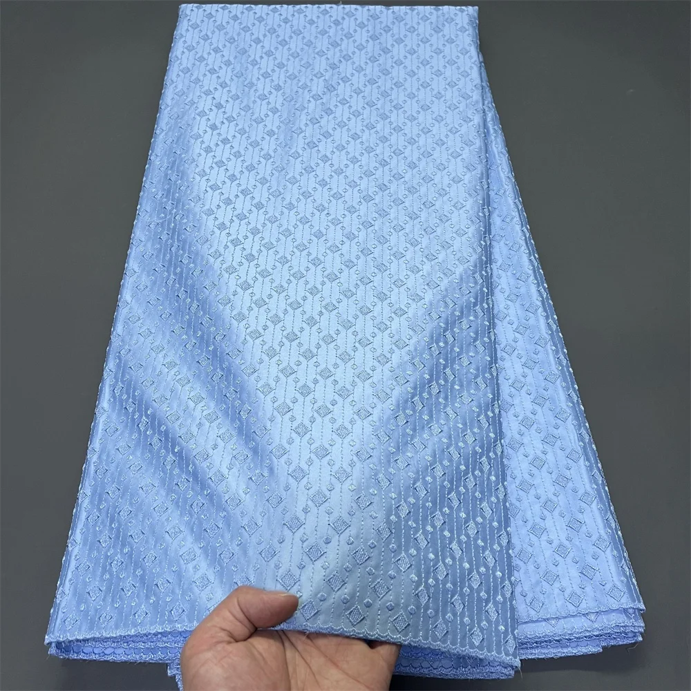 

2026 African Nigerian Tulle Lace Fabric for Dress Sewing High Quality Damask Cotton Pure Embroidery Wedding Party 5Yard Hz1412