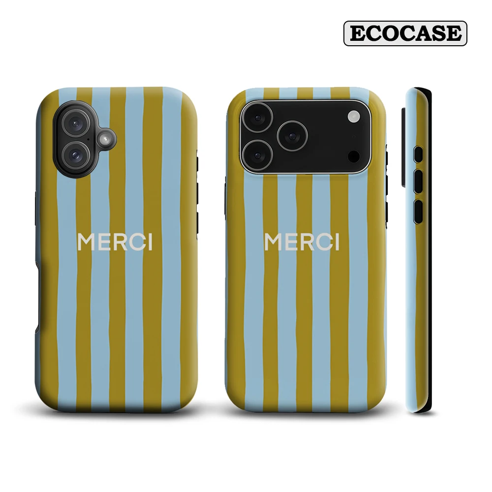 

Чехол для телефона Merci Blue Stripes IPhone 17 Must-Haves для IPhone 17, 16, 15, 14, 13, 12, 11 Pro Max Plus, двухслойная задняя крышка