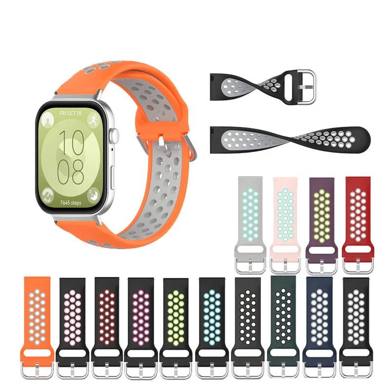 

Для часов Huawei Fit Se новый Fit2 Fit3 Fit4 Fit4 Pro силиконовый двухцветный дышащий браслет