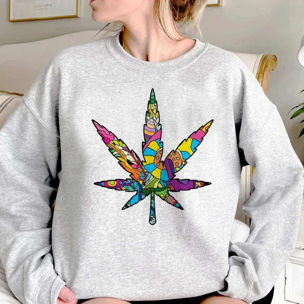 

2024 New Crew Neck Long Sleeve Weed Hoodie for Women Anime Aesthetics Sweatshirt Sweater for Women Fall Winter Jumper