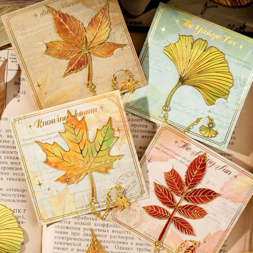 

1 pc Vintage Leaves Bronzing Metal Bookmark With Metal Chain Pendant Bookmark Students Reading Tool For Book Club Lovers Friends