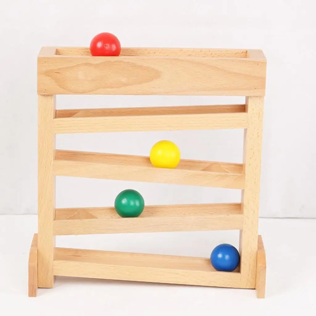 Rampa de bolas de madera Racer con mini laberinto de 4 bolas para niños pequeños, gran regalo