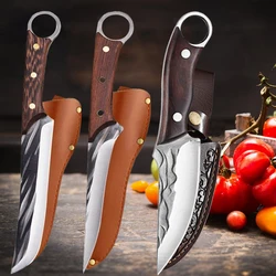 Forged Boning Knife Kitchen Butcher Knife Stainless Steel Meat Cleaver Slicing Knife Professional Chef Knife Wooden Handle