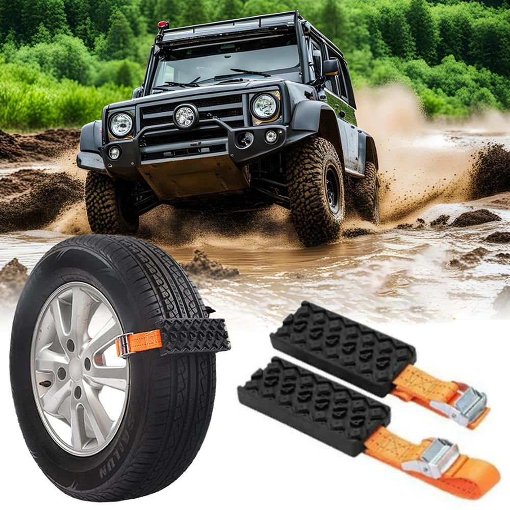 

Recovery Traction Boards 2PCS Reusable Anti-Skid Tire Chains of Car Emergency Adjustable Universal Snow Chains Mud Sand Tire