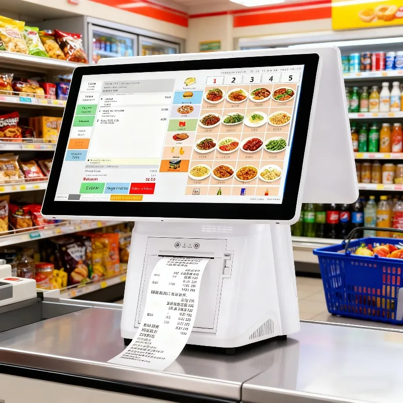 

2026 White POS System Efficient Cash Register Business Management Touch Screen Windows POS Terminal Printer All In One POS Syste