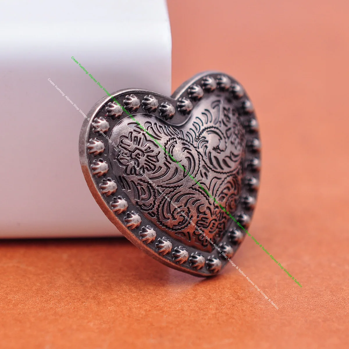10PCS WESTERN HEADSTALL HORSE TACK LOVE HEART ANTIQUE SILVER FLORAL BERRY SADDLE LEATHERCRAFT CONCHOS 1-1/8
