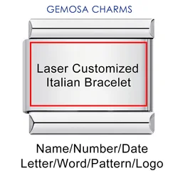 GEMOSA 1pc Personalization Laser Customized Name Message Logo Italian Charm Link Fit 9/18mm Stainless Steel Bracelet DIY Beads