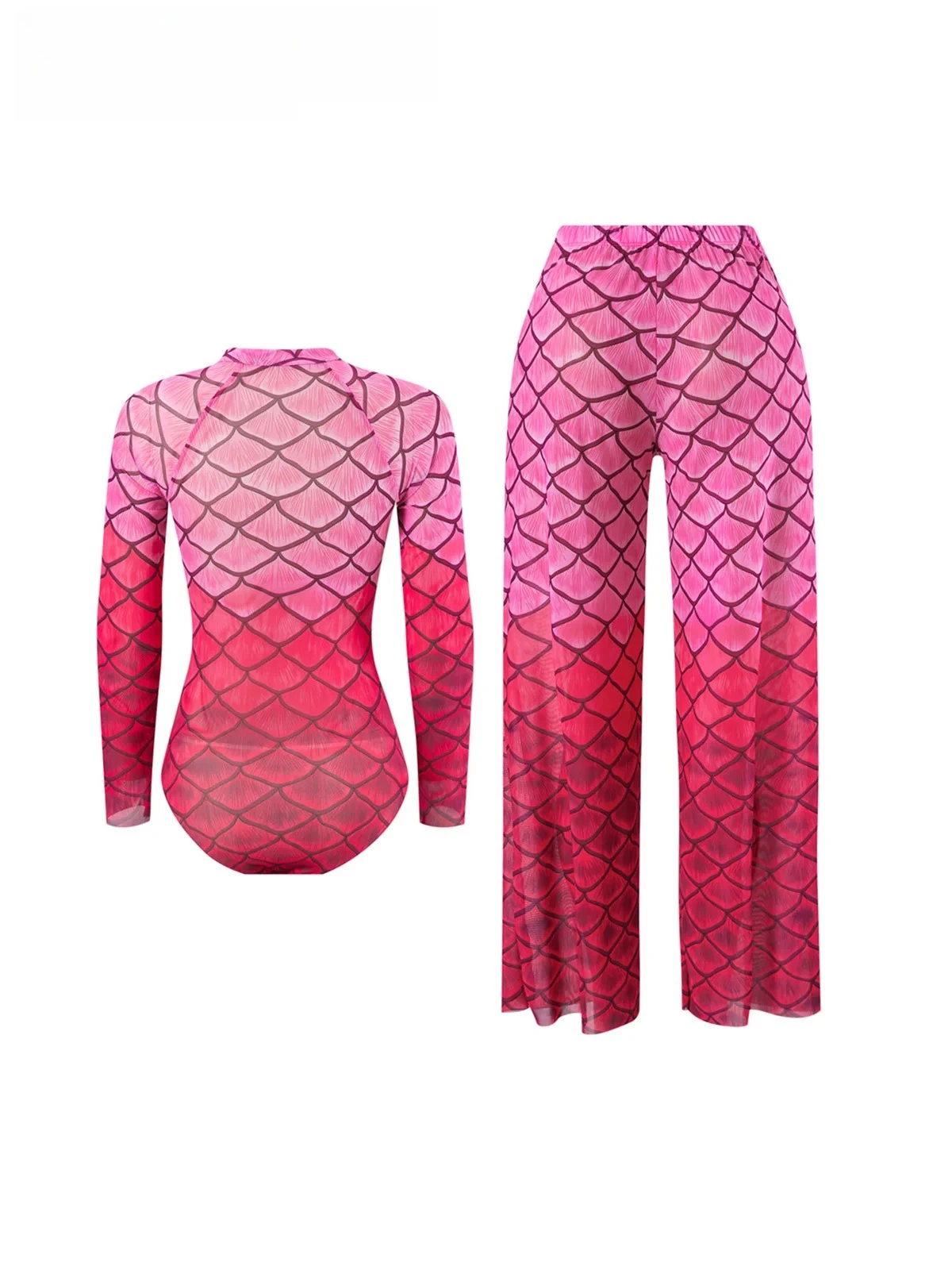 Pants Long Sleeve Zipper Printed One Piece Swimsuit Women Swimwear Female Padded Bather Bathing Suit Swim