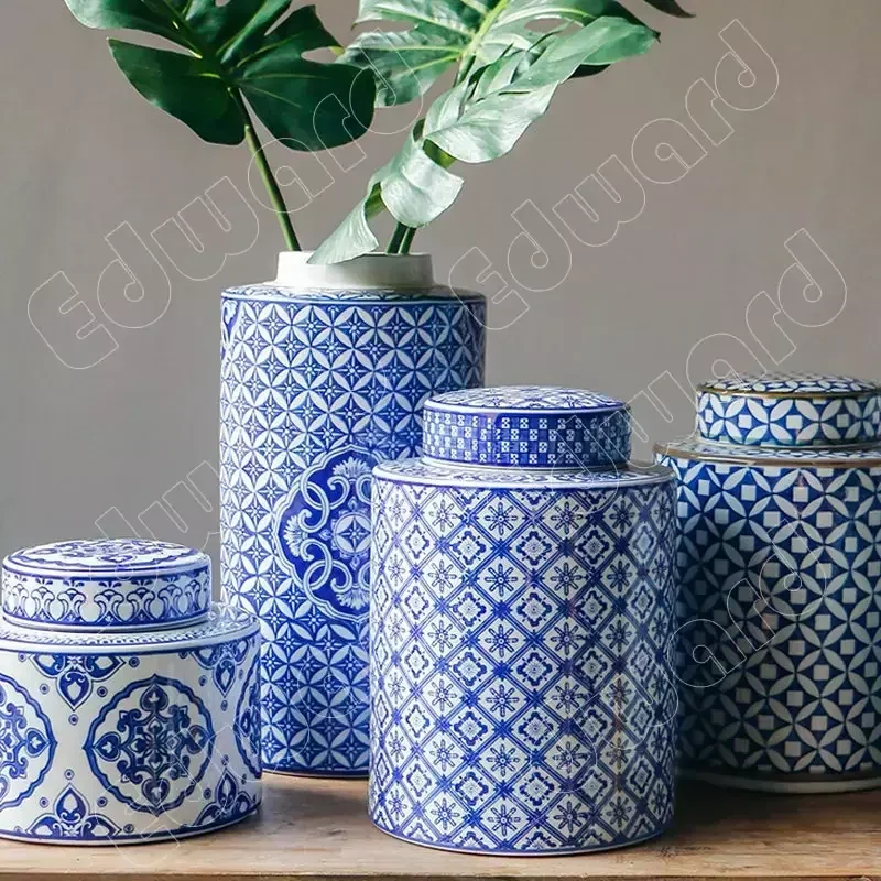 

Blue and White Porcelain Vase Classic Style Ceramic Vases Ornaments Modern Home Creative Decoration Living Room Tabletop Crafts