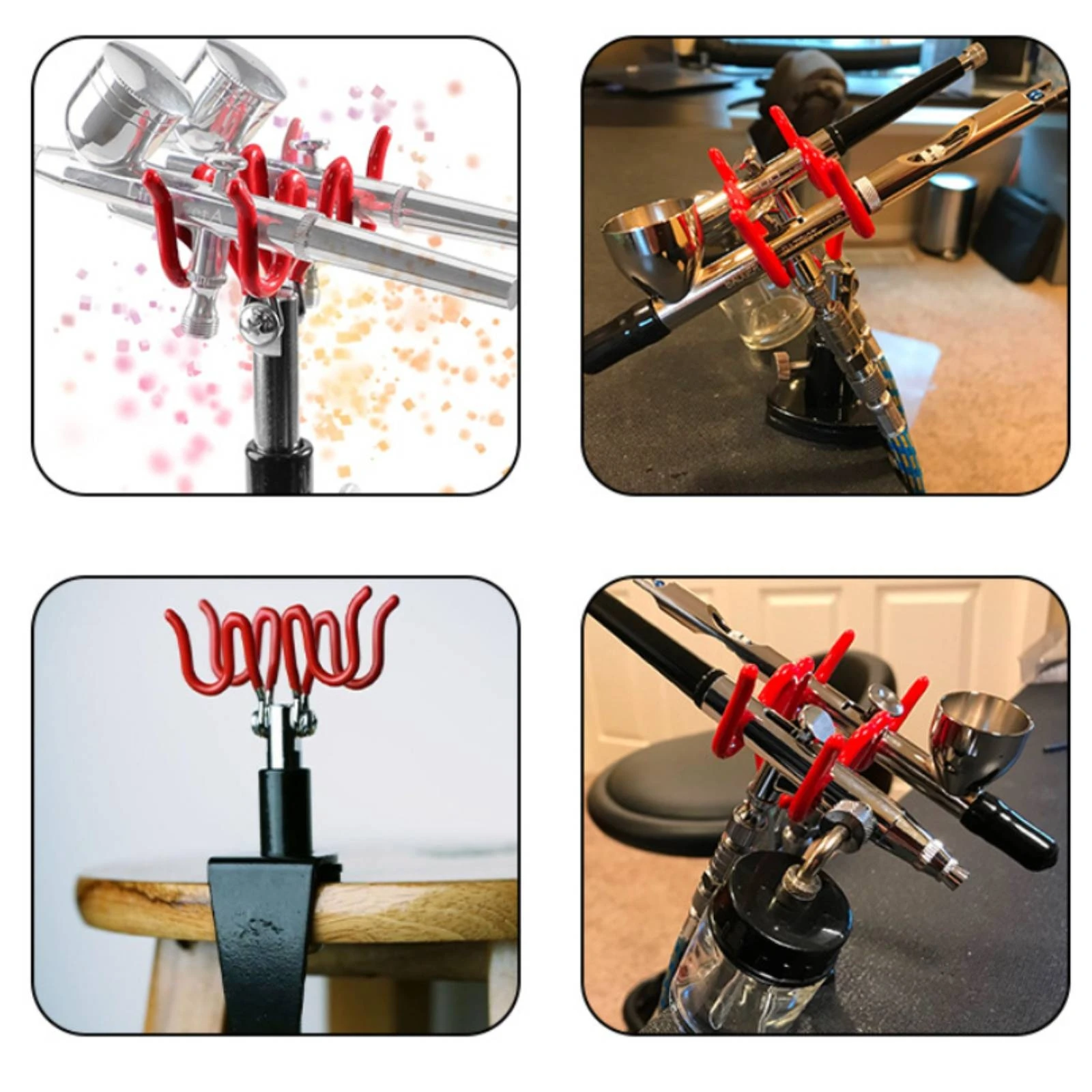 Clamp-on Airbrush Holder Space-Saving Airbrush Holder with Desk Clamp Adjustable Long-Lasting for Hobbyists, Workbench, Studio