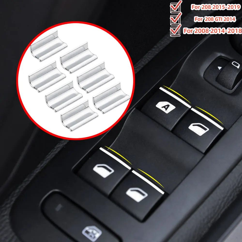 Car Window Lift Switch Button Sticker Sequins for Peugeot 208 301 508 307 407 607 408 2008 3008 5008 Citroen C4 C5 Accessories