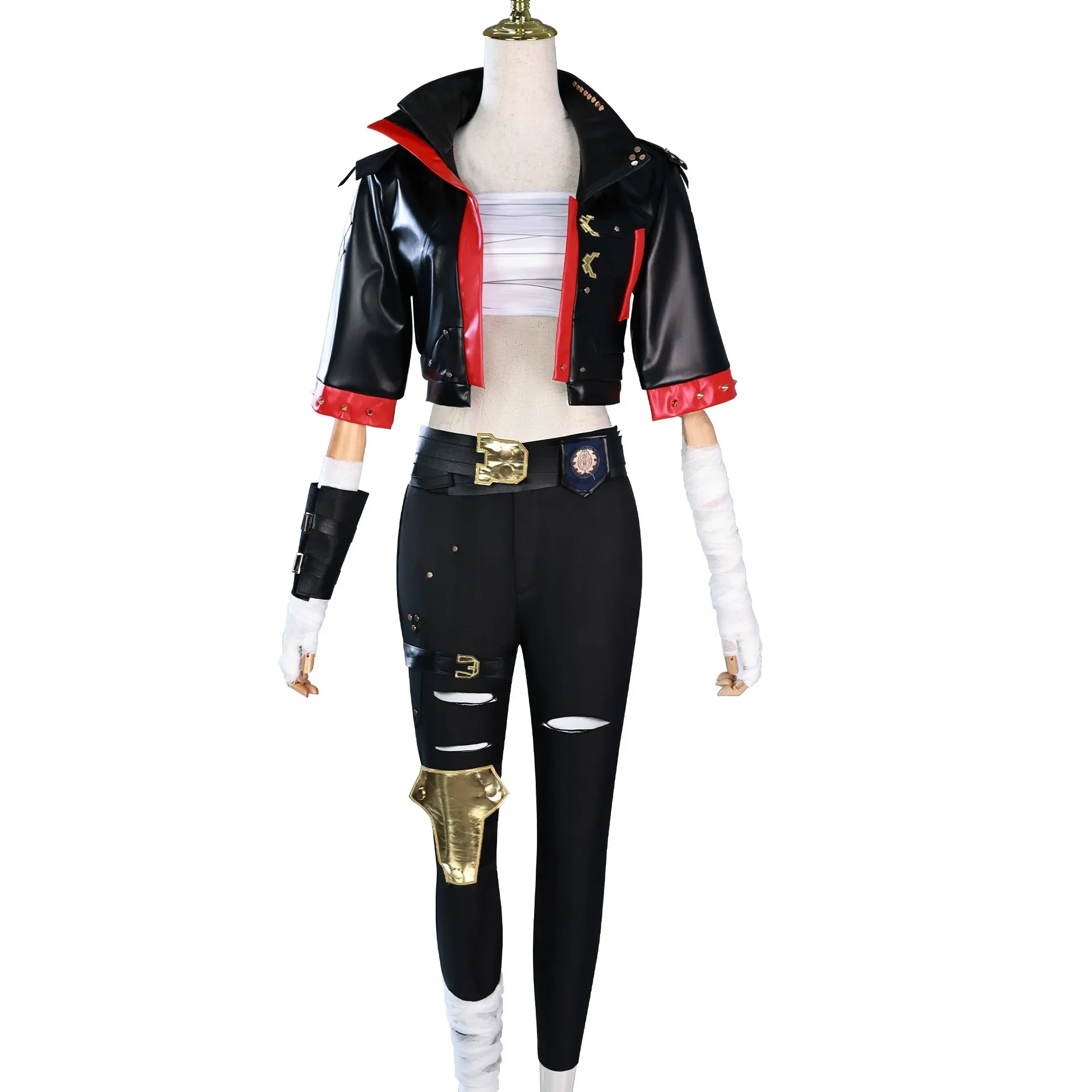 CosplayIn 在庫ゲーム Arcane 2 Underground Fighter VI コスプレ衣装 Arcane Black Vi コスプレウィッグ Outfis 制服衣装スーツ
