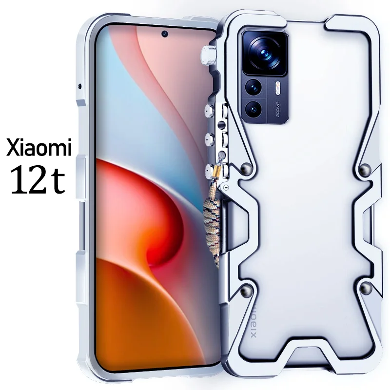 Luxury Armor Metal Aluminum Phone Cases Bumper For Xiaomi MI 12 12s 12t Pro Lite Cover Mechanical Purely Handmade Skull Case