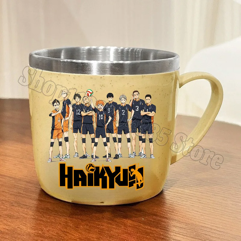 Haikyu Wasserbecher Neu Kinder Anime Hinata Shoyo Edelstahl Mundspülbecher Studenten Frühstück Kaffee Milch Tasse Kinder Geschenk