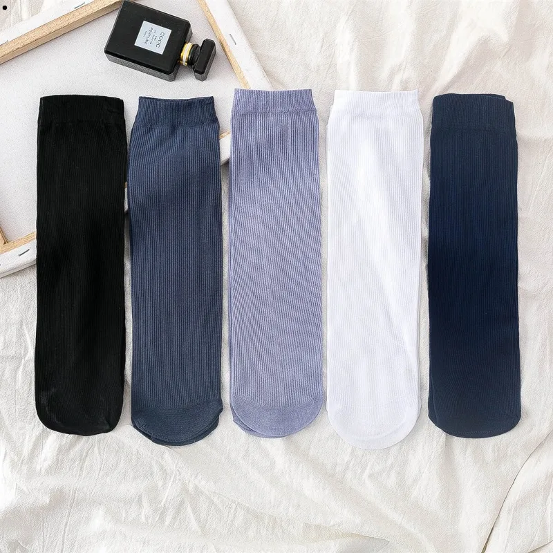 10pairs Men Ice Silk Socks Summer Spring Ultra-thin Socks Solid Business Socks Breathable Soft Socks Ankle Bamboo Fiber Socks