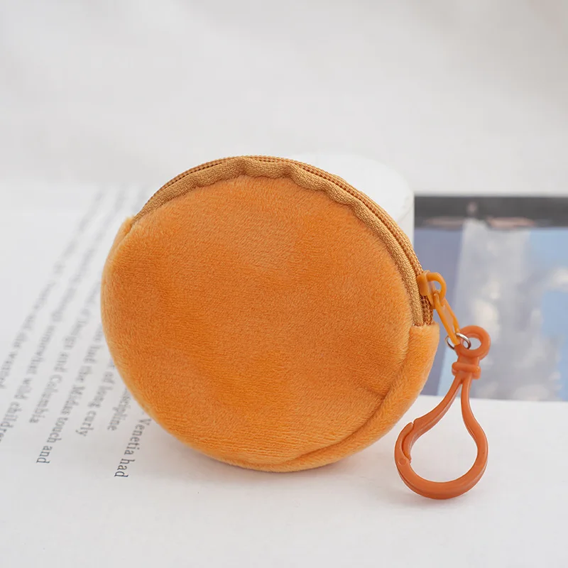 Cute Candy Color Plush Storage Bag Round Key Coin Change Cosmetic Lipstick Backpack ID Card Ziplock Sac Organizer Travel Tote